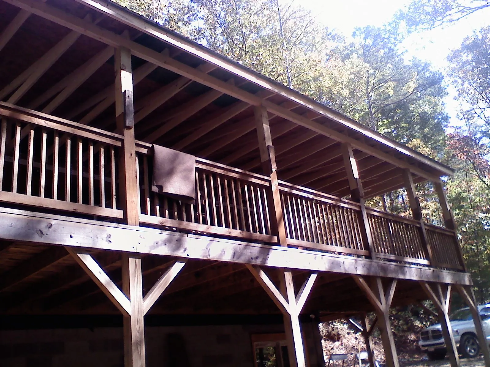 Timber framing under a new elevated porch and deck — Roof Leak Repair in Apex by Roofing Brothers
